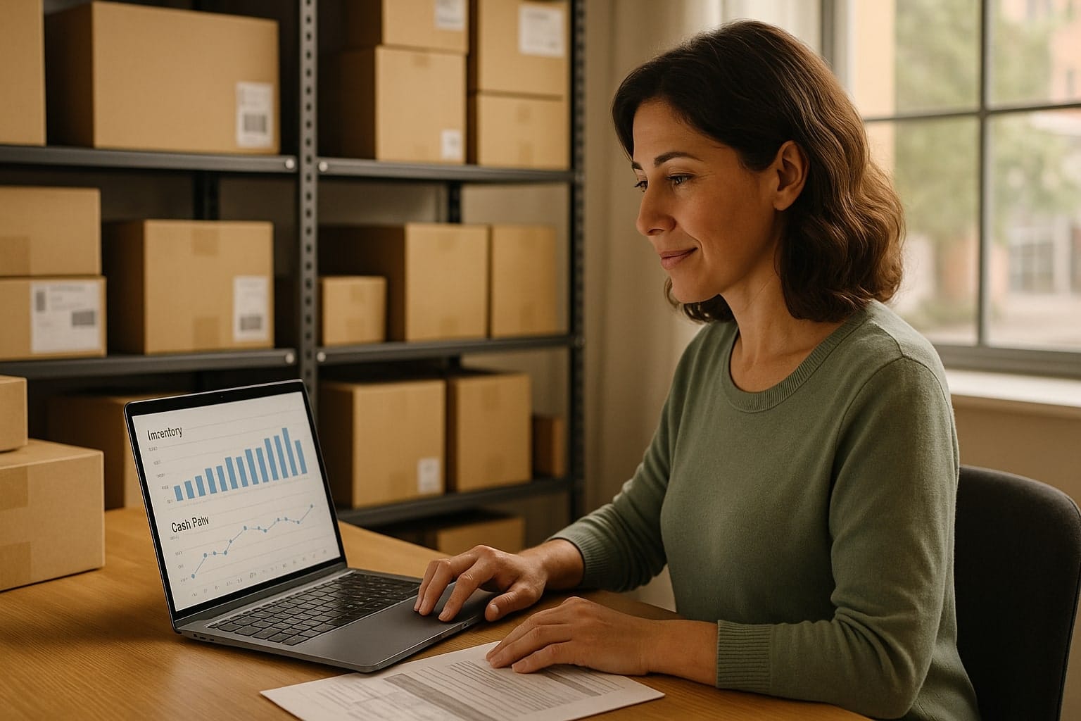 Canadian e-commerce owner analyzing inventory turns with a line of credit.