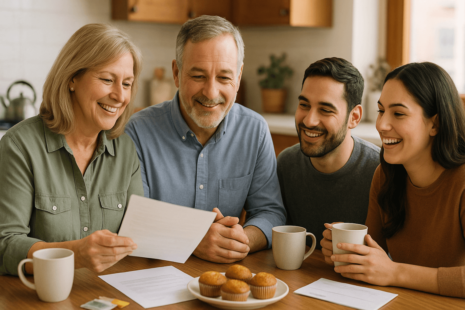 Canadian family discussing a gifted down payment and HELOC support.