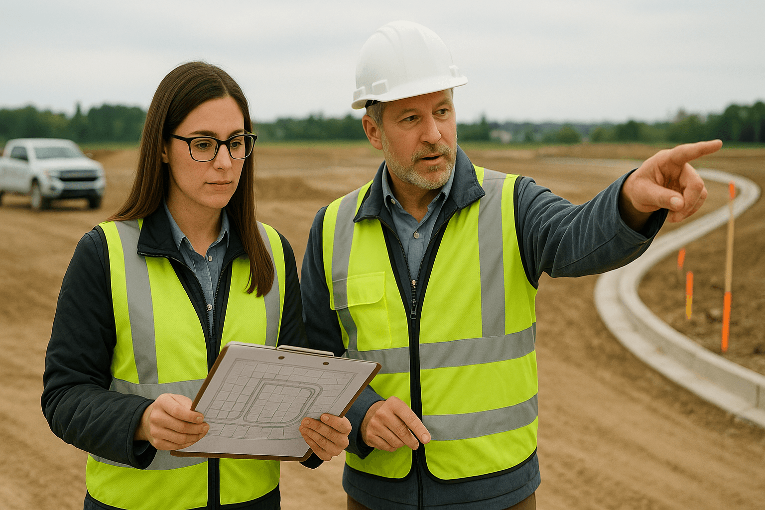 Engineering and trenching underway for a 24-lot subdivision in Canada.