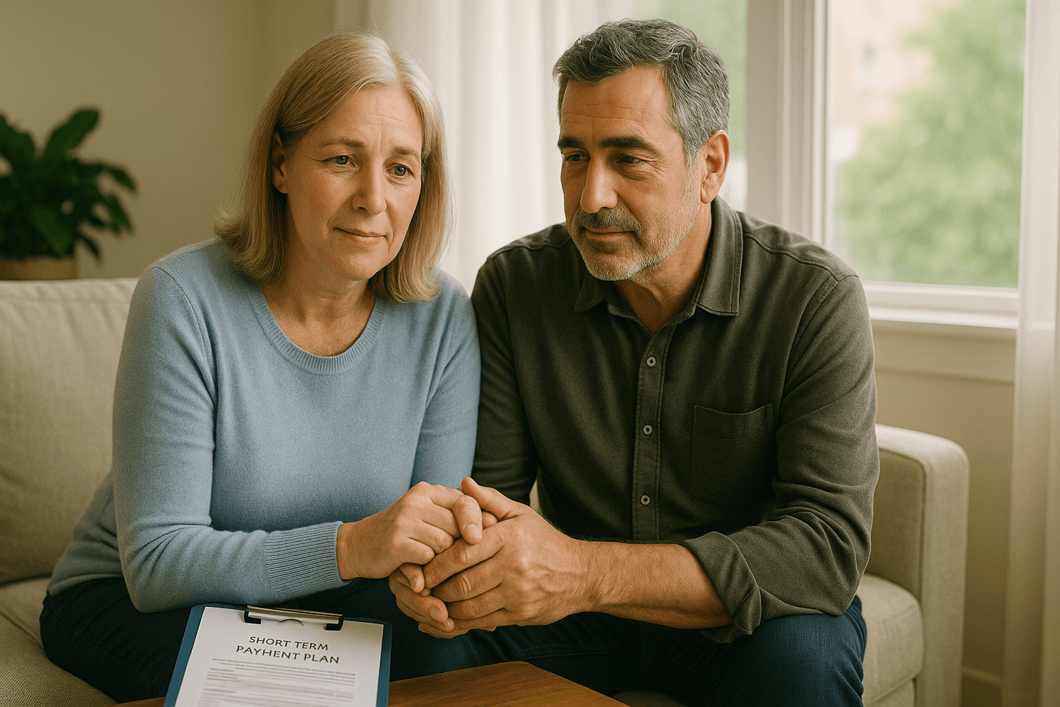 Canadian couple working through a short term mortgage payment relief plan.